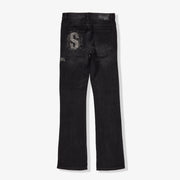 "Burn Pit" Rhinestone Stacked Jeans (black)
