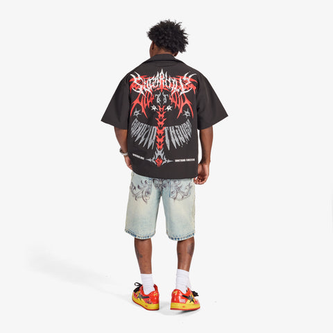 "Sinister" Nylon Lounge Shirt (black)
