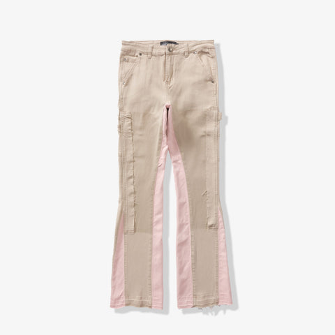 "Revolver" Stacked Denim (khaki/pink)