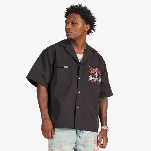 "Sinister" Nylon Lounge Shirt (black)