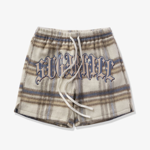 "Tudor" Mohair Shorts (tan plaid)