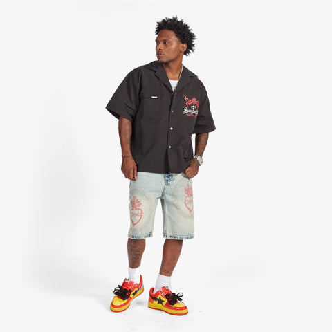 "Sinister" Nylon Lounge Shirt (black)