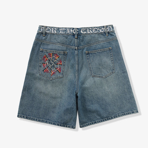 "Joan" Denim Shorts (wheat indigo)