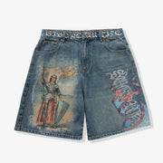 "Joan" Denim Shorts (wheat indigo)