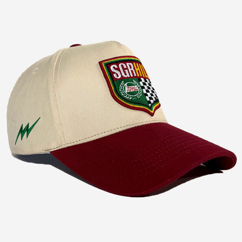 "Horsepower" Snapback (ivory/maroon)