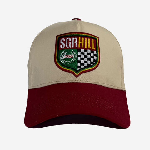 "Horsepower" Snapback (ivory/maroon)