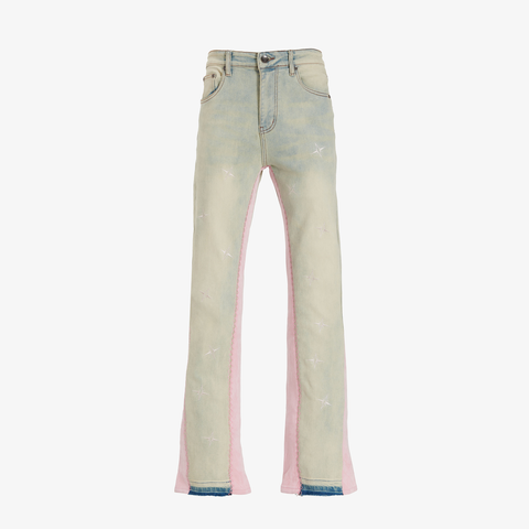 "VAPOR" STACKED JEANS  (CLOUD/SUEDE)