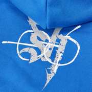 "Katana" Raw Hem Zip Hoodie (blue)