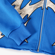 "Katana" Raw Hem Zip Hoodie (blue)