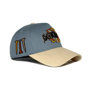 "Crowned" Snapback Hat (light blue/latte)