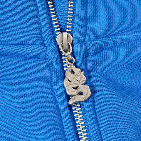 "Katana" Raw Hem Zip Hoodie (blue)