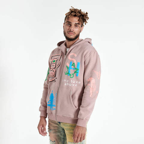 "Above" Full-Zip Hoodie (rose mauve)