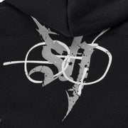 "Katana" Raw Hem Full Zip Hoodie (black)