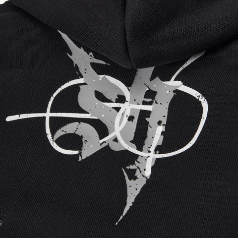 "Katana" Raw Hem Full Zip Hoodie (black)