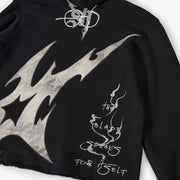 "Katana" Raw Hem Full Zip Hoodie (black)