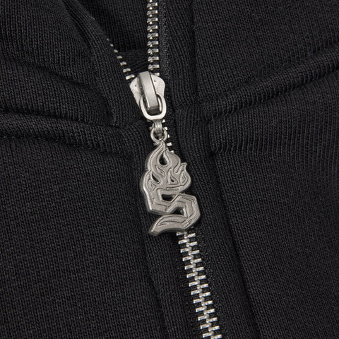 "Katana" Raw Hem Full Zip Hoodie (black)