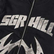 "Katana" Raw Hem Full Zip Hoodie (black)