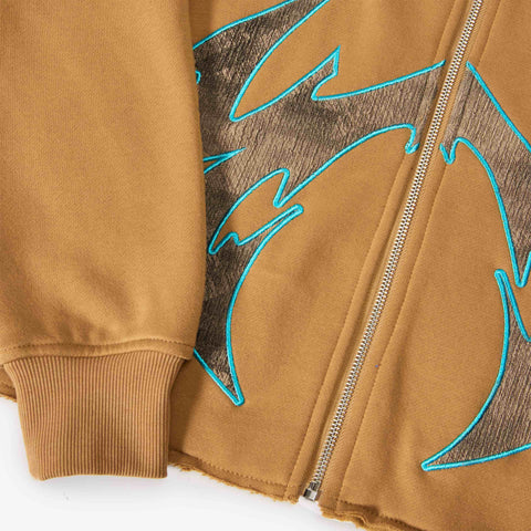 "Katana" Raw Hem Zip Hoodie (cedar)