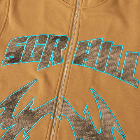 "Katana" Raw Hem Zip Hoodie (cedar)