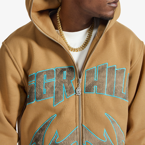 "Katana" Raw Hem Zip Hoodie (cedar)