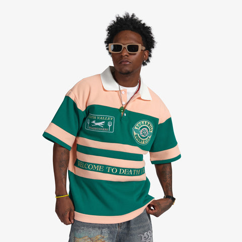 "Roadrunners" Box-Fit Rugby Polo (green/orange)