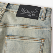 "Burn Pit" Rhinestone Stacked Jeans (cloud)