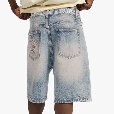 "Heavens Gate" Jorts (light wash)