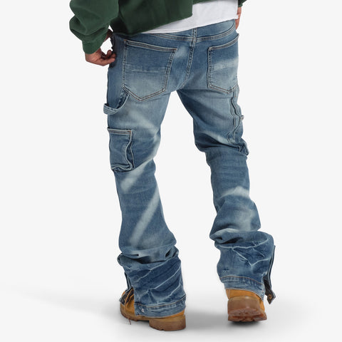 "Temple" Stacked Jeans (blue contrast)