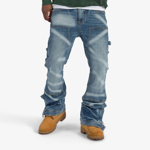 "Temple" Stacked Jeans (blue contrast)