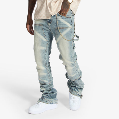 "Temple" Stacked Jeans (wheat contrast)