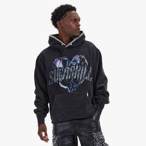 "Vamperic" Raw Hem Hoodie (black vintage)