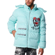 ALL IS LOST SUEDE PUFFER (LIGHT TEAL)