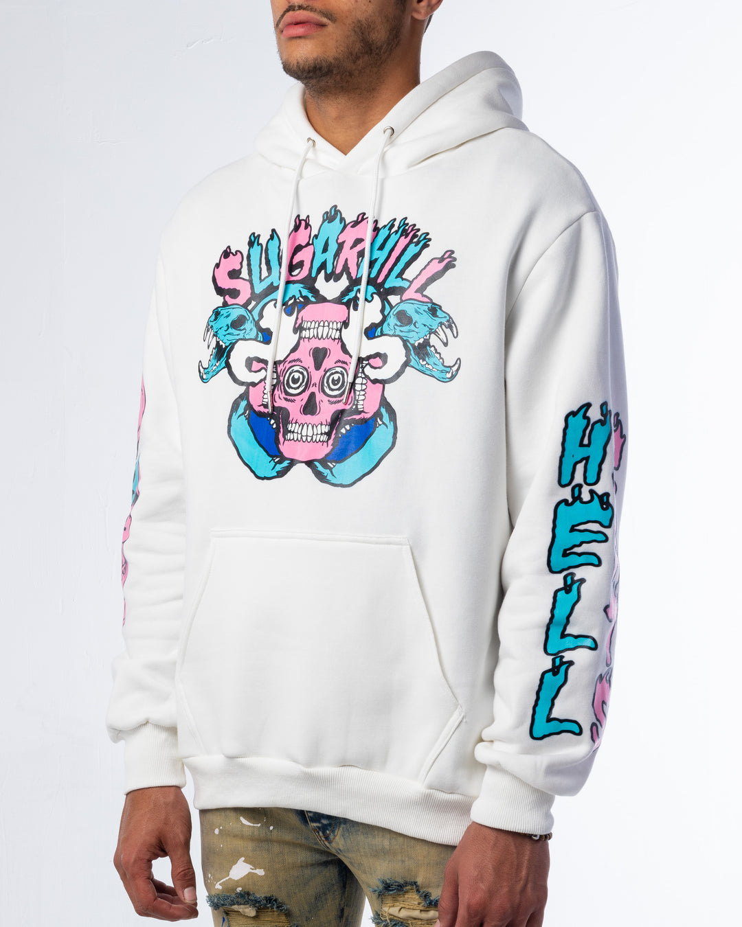 トップス SUGARHILL COLLEGE PRINT HOODIE HELLCATS HOODIE (WHITE) – Sugarhill