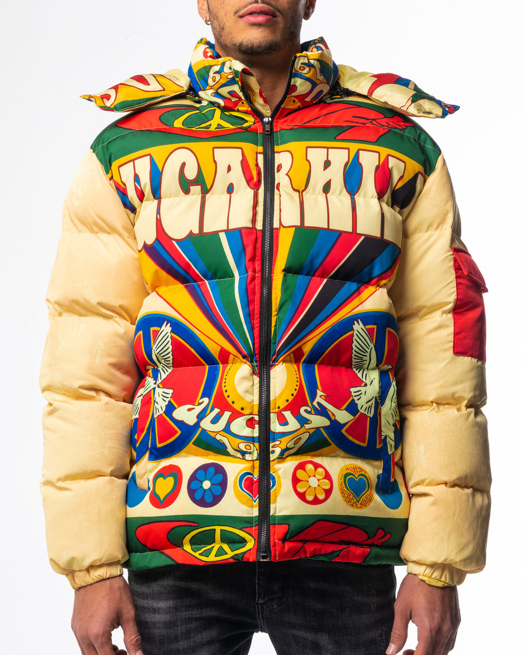 ジャケット・アウター SUGARHILL / WOOL FLOCK HEAVY JACKET SugarHill Puffer Jacket Street Wear Colorful Graffiti Mens