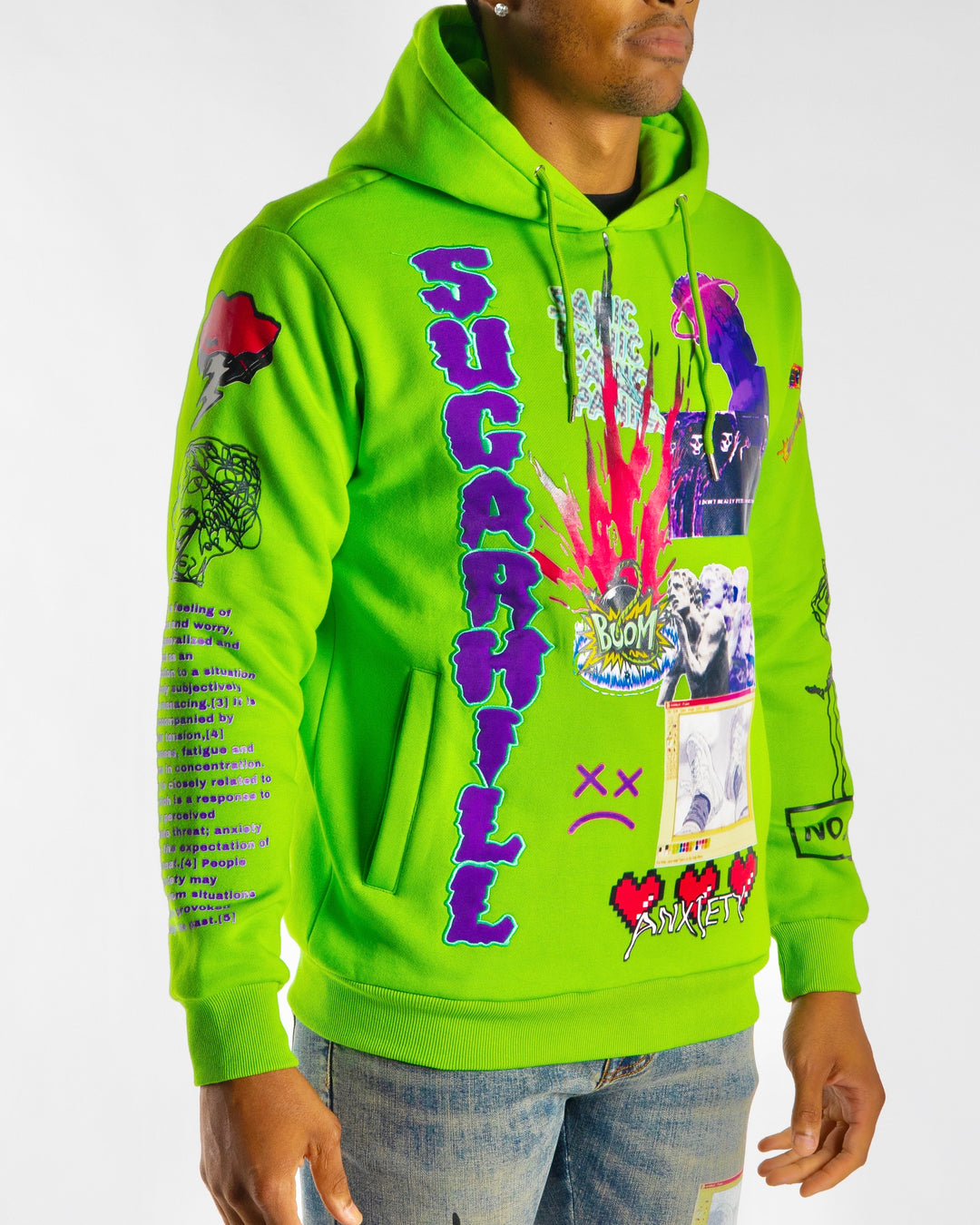 ANXIETY LIME GREEN HOODIE – Sugarhill