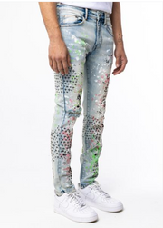GALAXY JEANS (GREEN/PINK PAINT)
