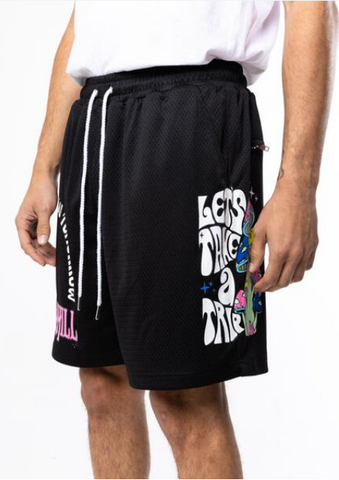 SEE YOU LATER MESH SHORTS (BLACK)