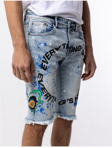 VERY NICE JEAN SHORTS (PAINT BLUE)