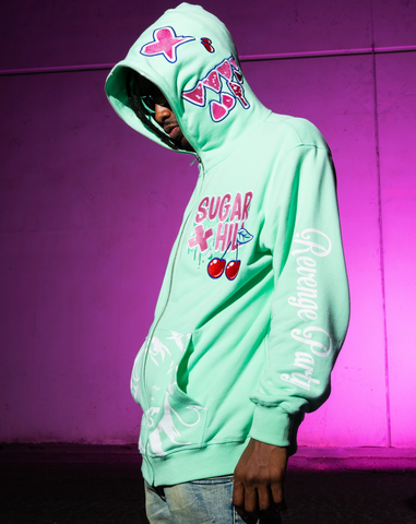 REVENGE FULL ZIP HOODIE (LIGHT MINT)