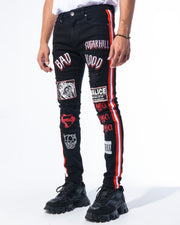 RED/BLACK MALICE DENIM