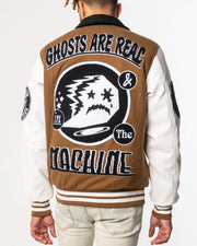 GHOSTS LETTERMAN JACKET (BROWN/WHITE)
