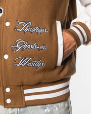 GHOSTS LETTERMAN JACKET (BROWN/WHITE)