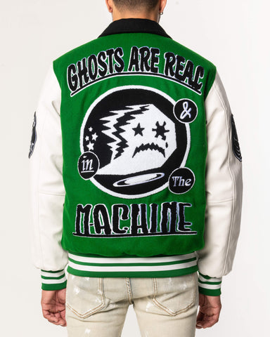 GHOSTS LETTERMAN JACKET (GREEN/WHITE)