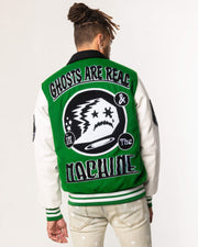 GHOSTS LETTERMAN JACKET (GREEN/WHITE)