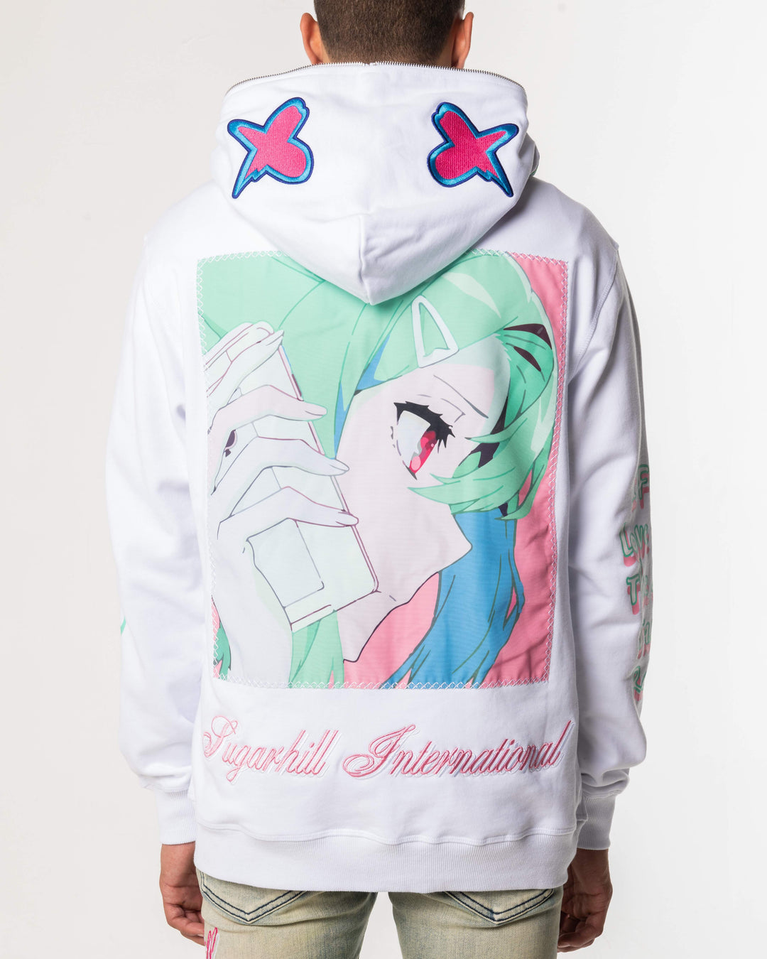 トップス REVENGE GALLERY WHITE-PURPLE ZIP HODDIE Revenge Contrast Embroidered Zip Up Purple/White | Parallel