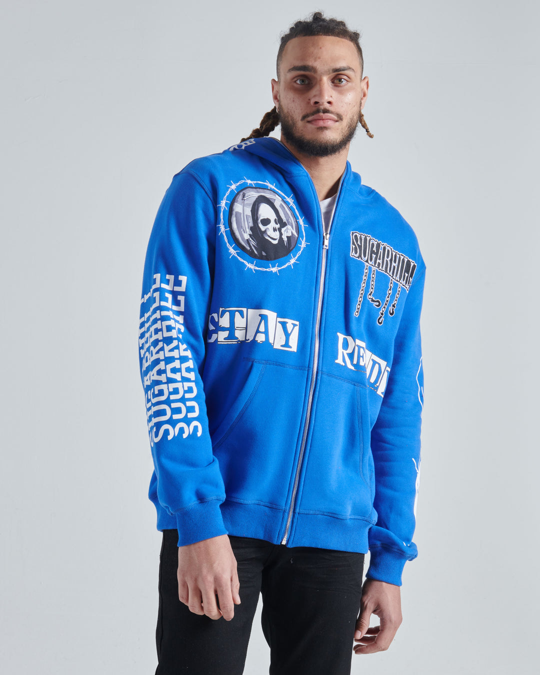 RUTHLESS FULL ZIP HOODIE (BLUE) – Sugarhill