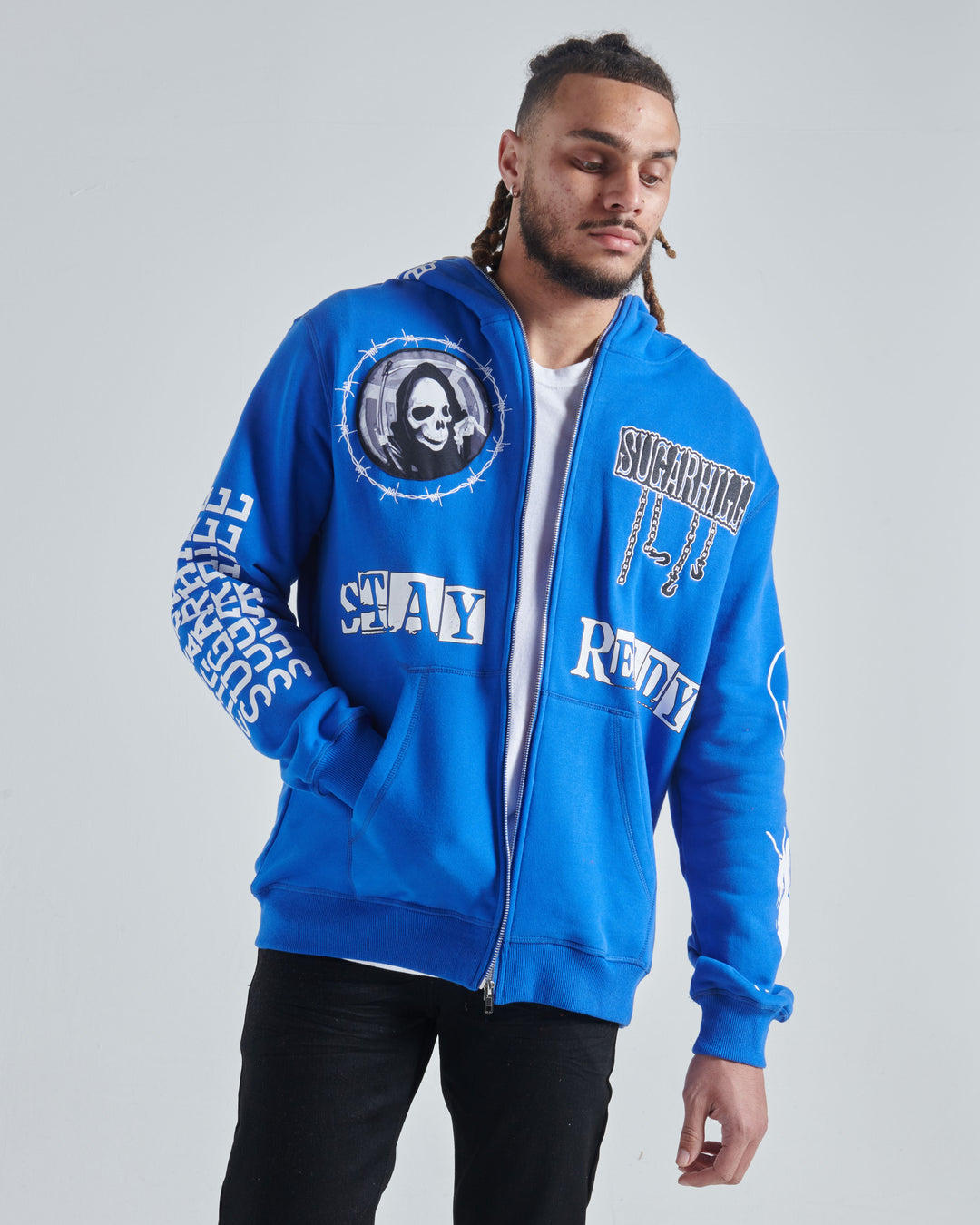 【Deaile】 DA Logo Zip Hoodie ブルーM Deaile】 DA Logo Zip Hoodie ブルーM