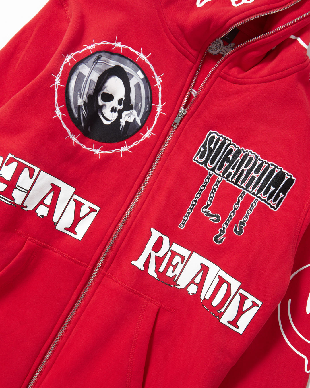 RUTHLESS FULL ZIP HOODIE (RED) – Sugarhill