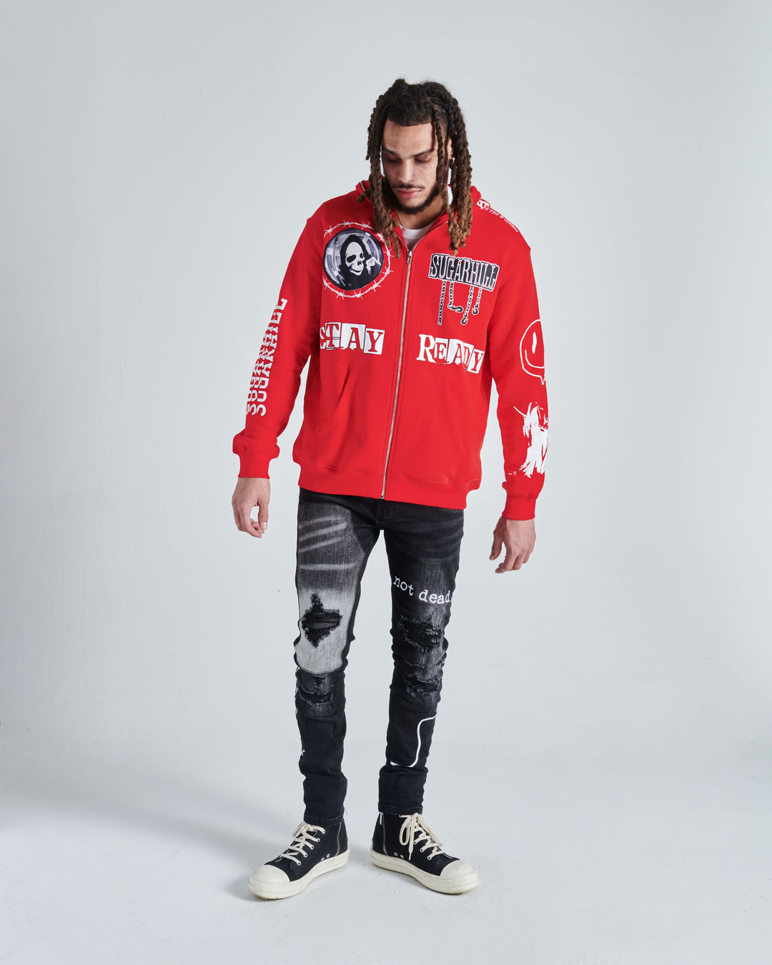 RUTHLESS FULL ZIP HOODIE (RED) – Sugarhill