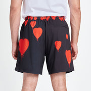 LOVE LOST POLYESTER SHORTS (BLACK/RED)
